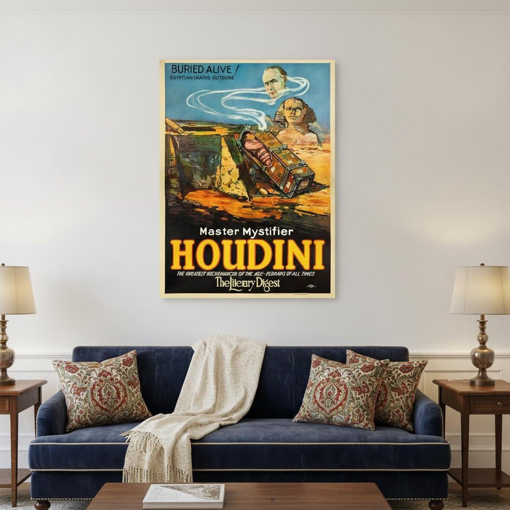 Master Mystifier Houdini Vintage Magic Unframed Print Wall Art — view 1