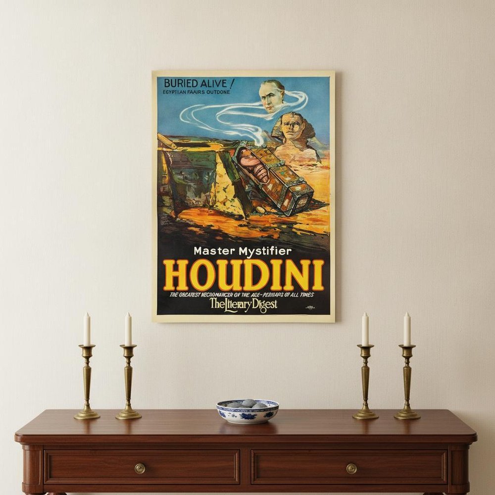 Master Mystifier Houdini Vintage Magic Unframed Print Wall Art HomeRoots