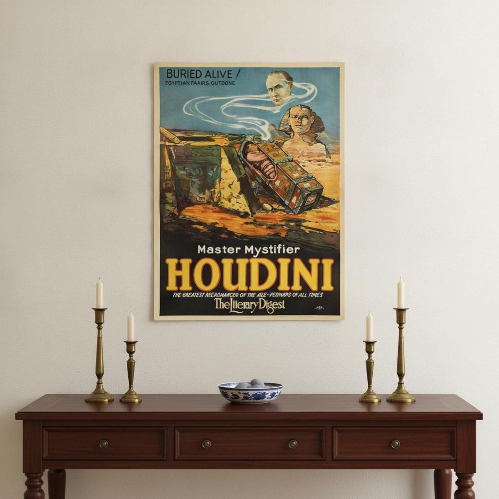 Master Mystifier Houdini Vintage Magic Unframed Print Wall Art HomeRoots