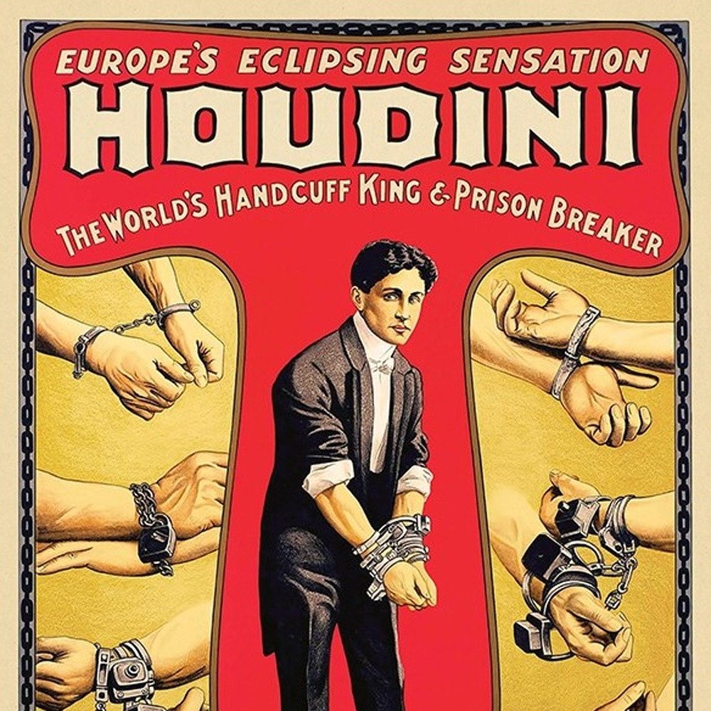 24" X 36" Houdini Handcuff King Vintage Magic Poster Wall Art HomeRoots