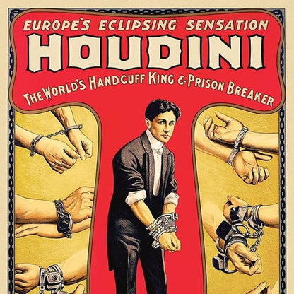 24" X 36" Houdini Handcuff King Vintage Magic Poster Wall Art HomeRoots