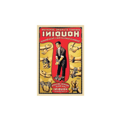 24" X 36" Houdini Handcuff King Vintage Magic Poster Wall Art HomeRoots