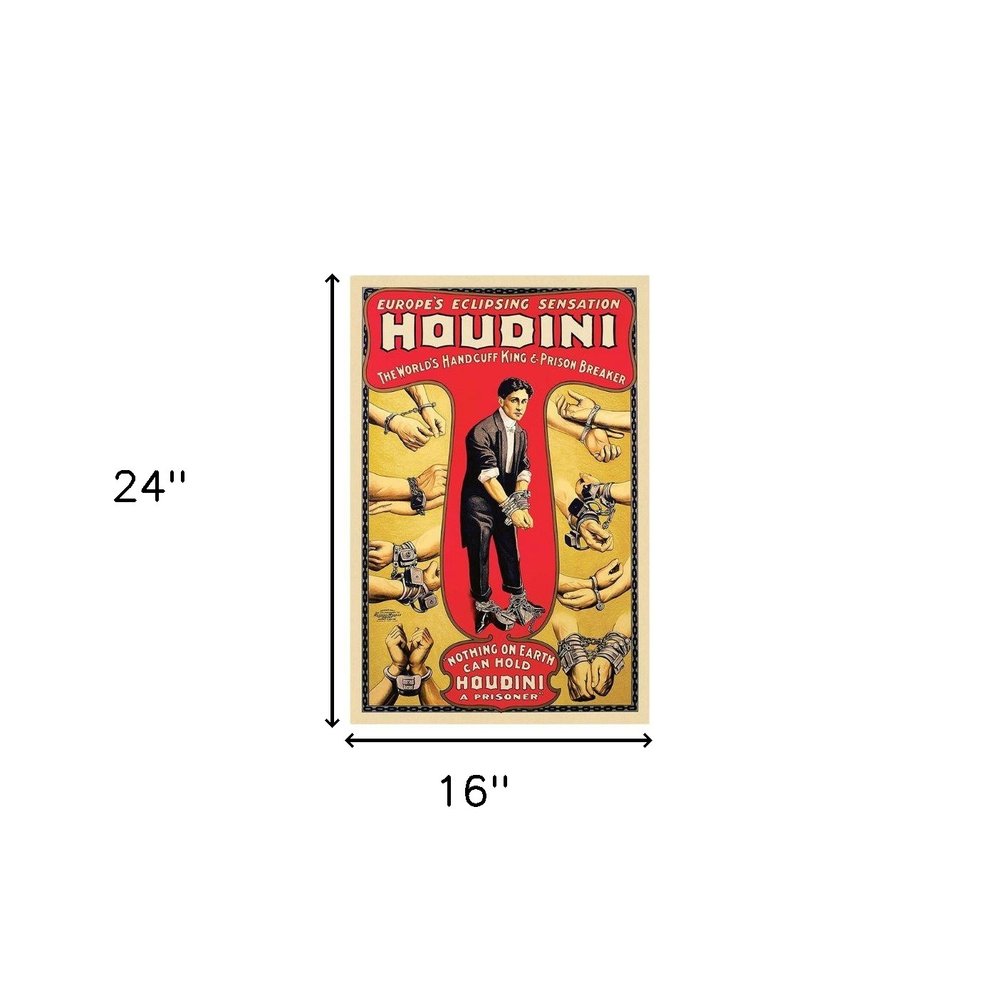 24" X 36" Houdini Handcuff King Vintage Magic Poster Wall Art — view 14