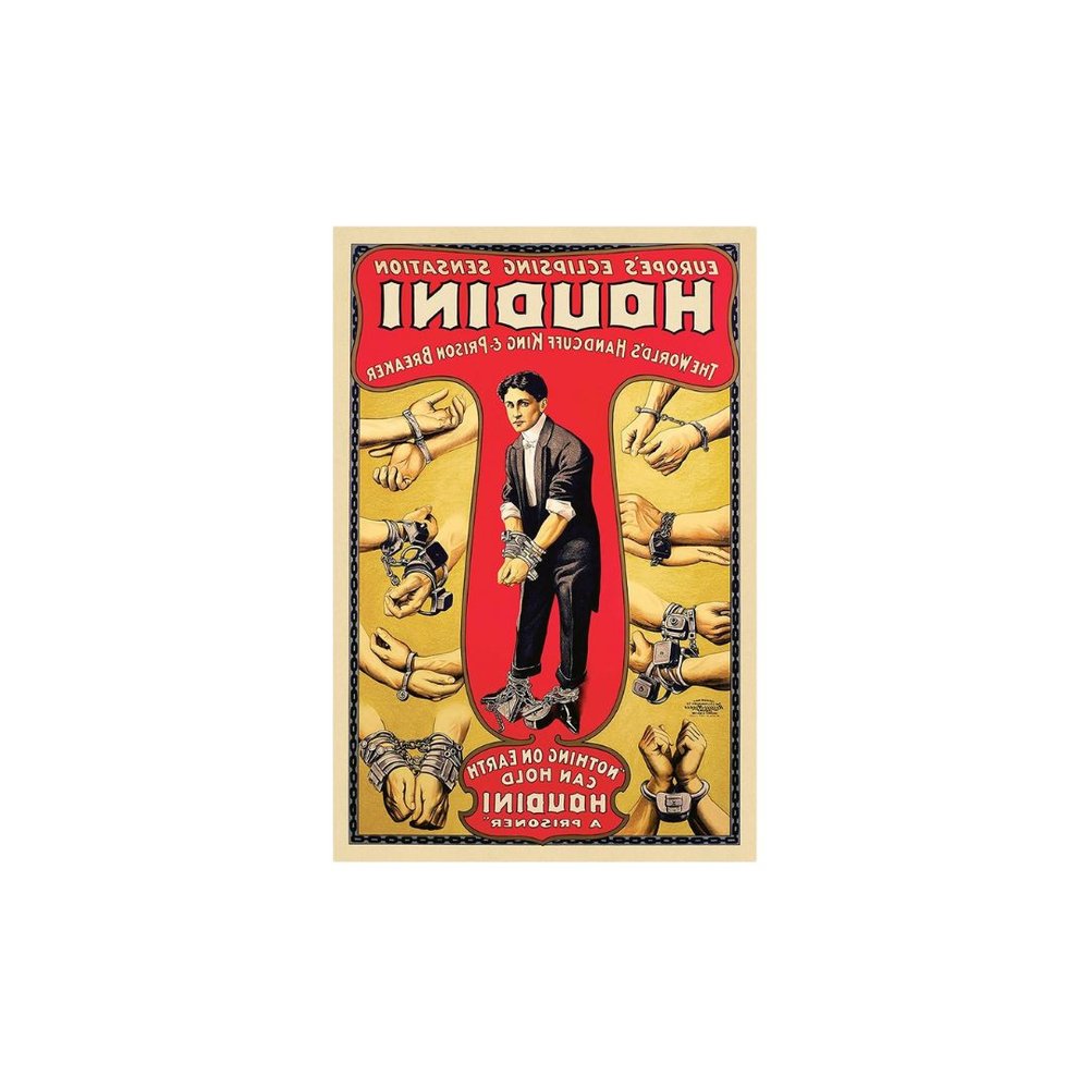 24" X 36" Houdini Handcuff King Vintage Magic Poster Wall Art HomeRoots