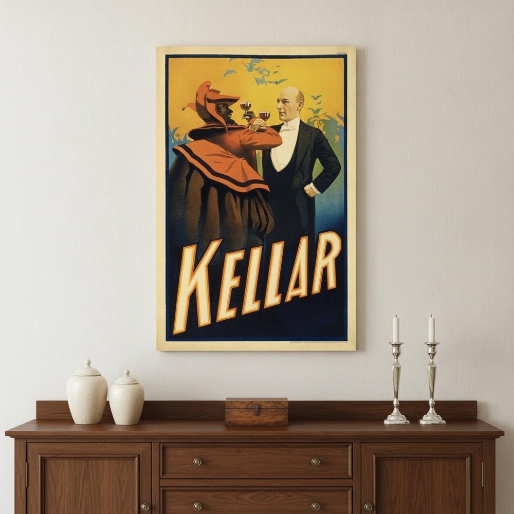 Kellar Having Drinks With The Devil Vintage Magic Unframed Print Wall Art HomeRoots
