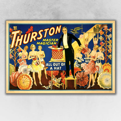 Thurston Out Of A Hat Vintage Magic Unframed Print Wall Art