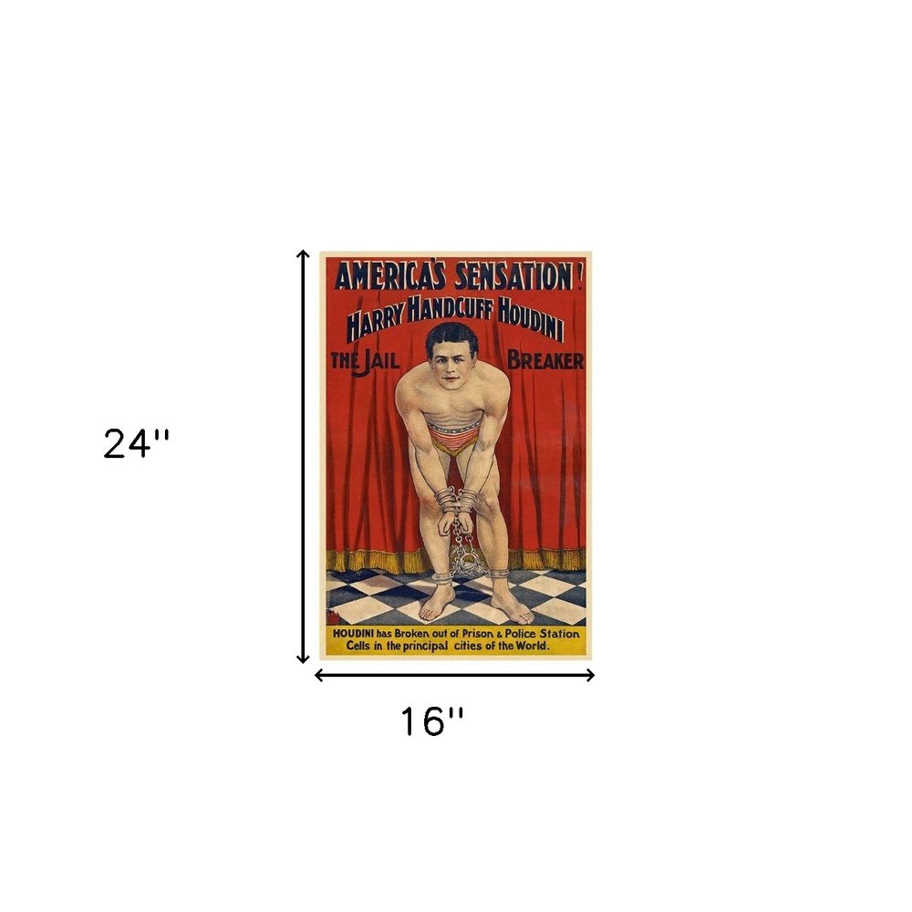 36" X 54" Houdini In Handcuffs Vintage Magic Poster Wall Art — view 17