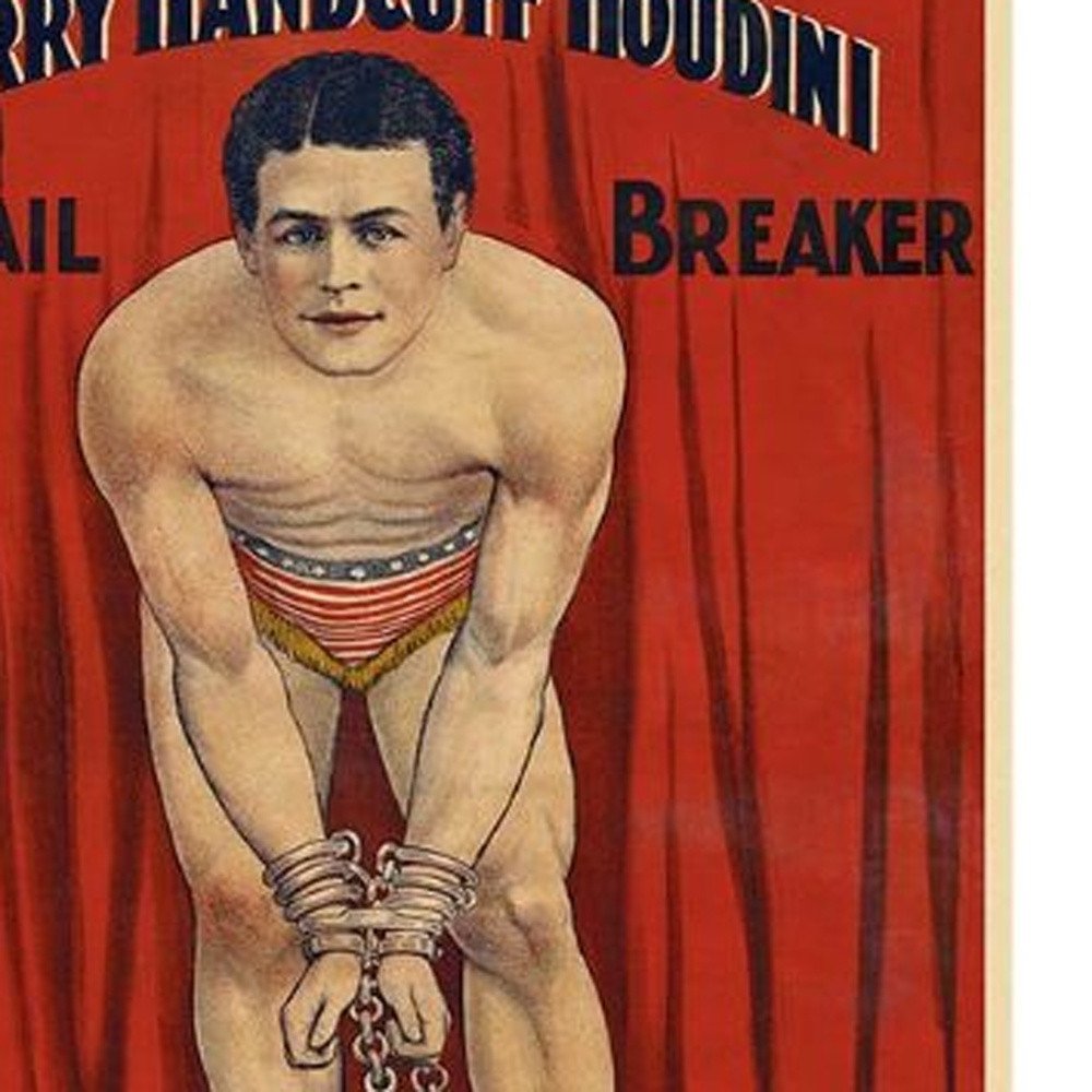 36" X 54" Houdini In Handcuffs Vintage Magic Poster Wall Art HomeRoots