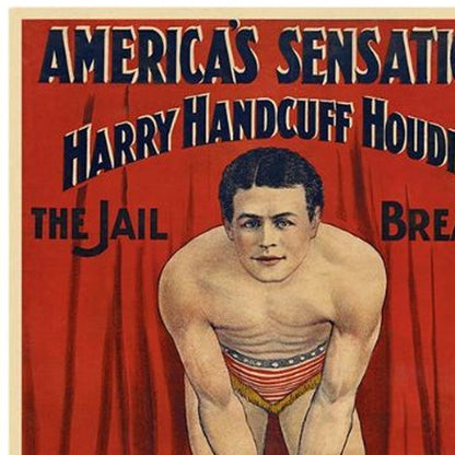 36" X 54" Houdini In Handcuffs Vintage Magic Poster Wall Art HomeRoots