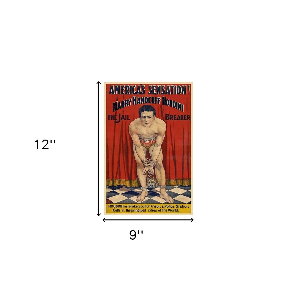 36" X 54" Houdini In Handcuffs Vintage Magic Poster Wall Art — view 25