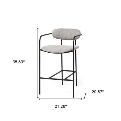 27" Gray And Black Fabric And Metal Counter Height Bar Chair HomeRoots