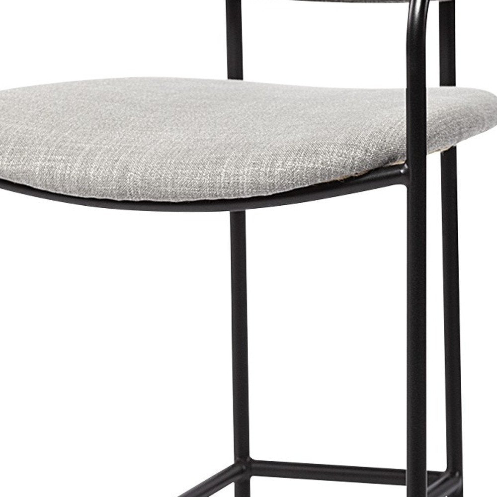 27" Gray And Black Fabric And Metal Counter Height Bar Chair HomeRoots