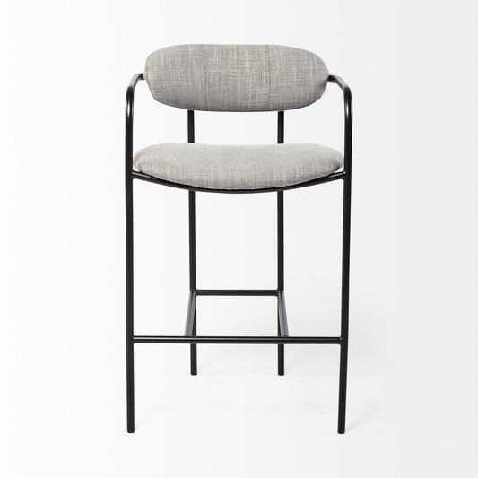 27" Gray And Black Fabric And Metal Counter Height Bar Chair HomeRoots