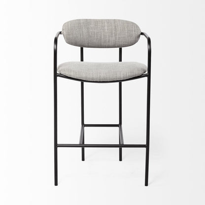 27" Gray And Black Fabric And Metal Counter Height Bar Chair HomeRoots