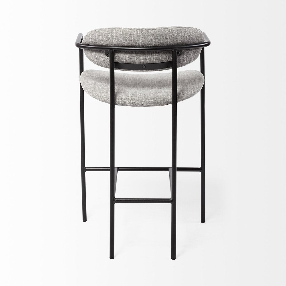 27" Gray And Black Fabric And Metal Counter Height Bar Chair HomeRoots