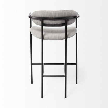 27" Gray And Black Fabric And Metal Counter Height Bar Chair HomeRoots