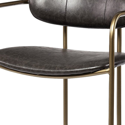 30" Brown And Gold Faux Leather And Steel Bar Height Bar Chair HomeRoots