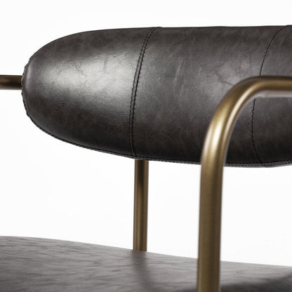 30" Brown And Gold Faux Leather And Steel Bar Height Bar Chair HomeRoots