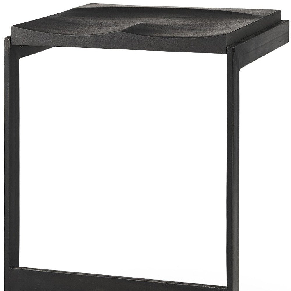 26" Black Solid Wood And Metal Backless Counter Height Bar Chair HomeRoots