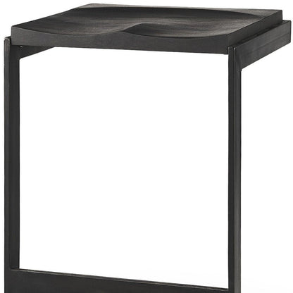 26" Black Solid Wood And Metal Backless Counter Height Bar Chair HomeRoots