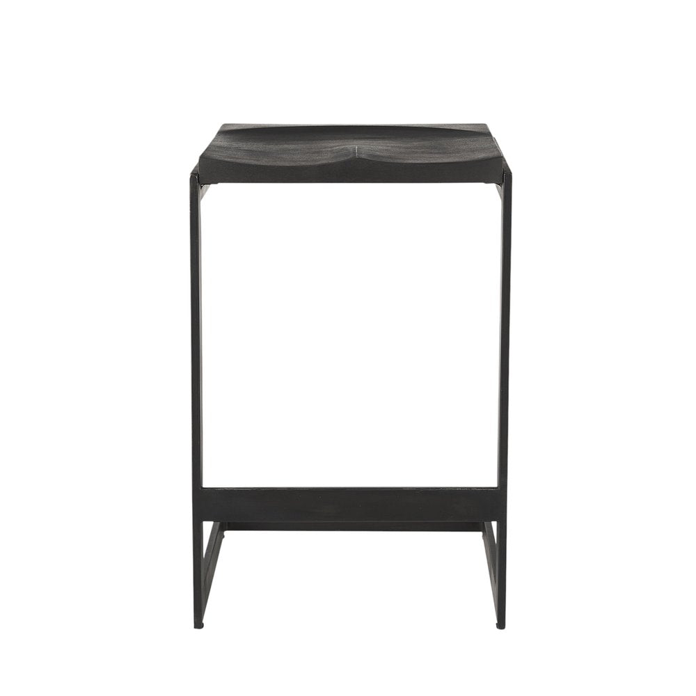 26" Black Solid Wood And Metal Backless Counter Height Bar Chair HomeRoots