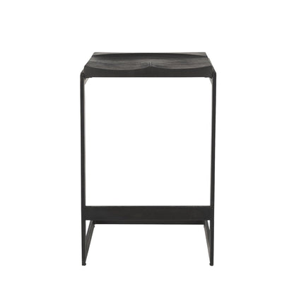 26" Black Solid Wood And Metal Backless Counter Height Bar Chair HomeRoots