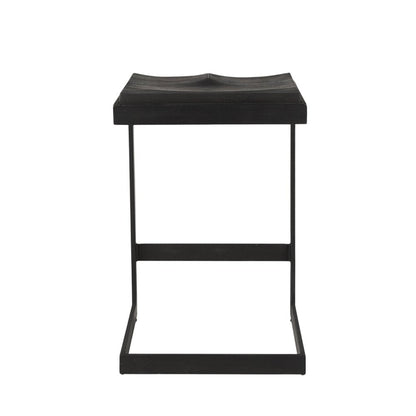 26" Black Solid Wood And Metal Backless Counter Height Bar Chair HomeRoots