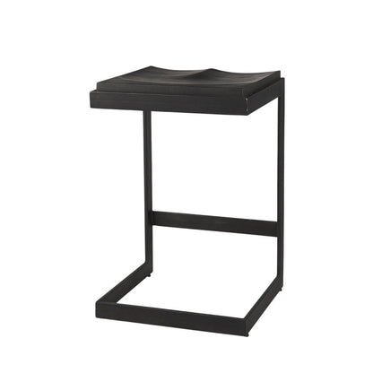 26" Black Solid Wood And Metal Backless Counter Height Bar Chair HomeRoots