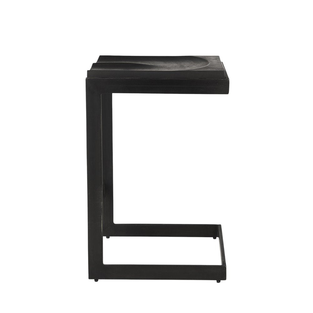 26" Black Solid Wood And Metal Backless Counter Height Bar Chair HomeRoots