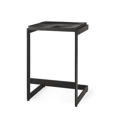 26" Black Solid Wood And Metal Backless Counter Height Bar Chair HomeRoots