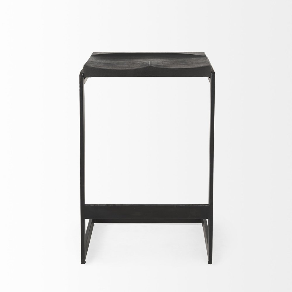 26" Black Solid Wood And Metal Backless Counter Height Bar Chair HomeRoots