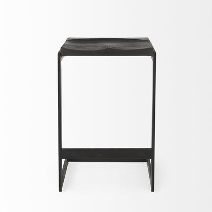 26" Black Solid Wood And Metal Backless Counter Height Bar Chair HomeRoots