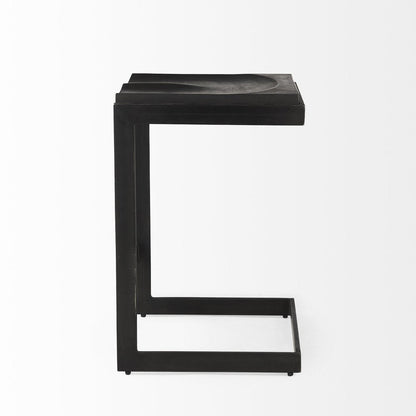 26" Black Solid Wood And Metal Backless Counter Height Bar Chair HomeRoots