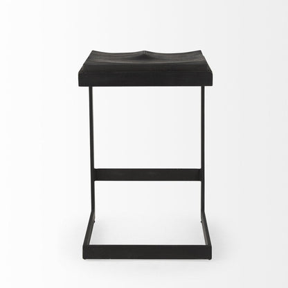26" Black Solid Wood And Metal Backless Counter Height Bar Chair HomeRoots
