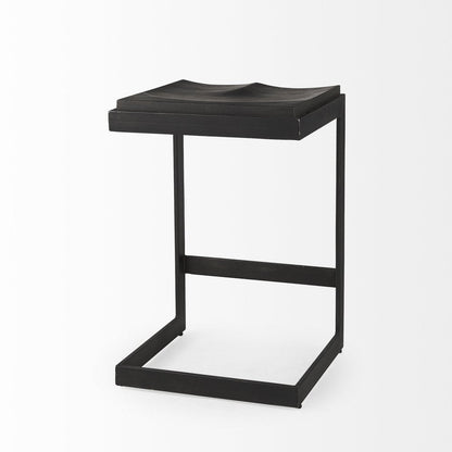 26" Black Solid Wood And Metal Backless Counter Height Bar Chair HomeRoots