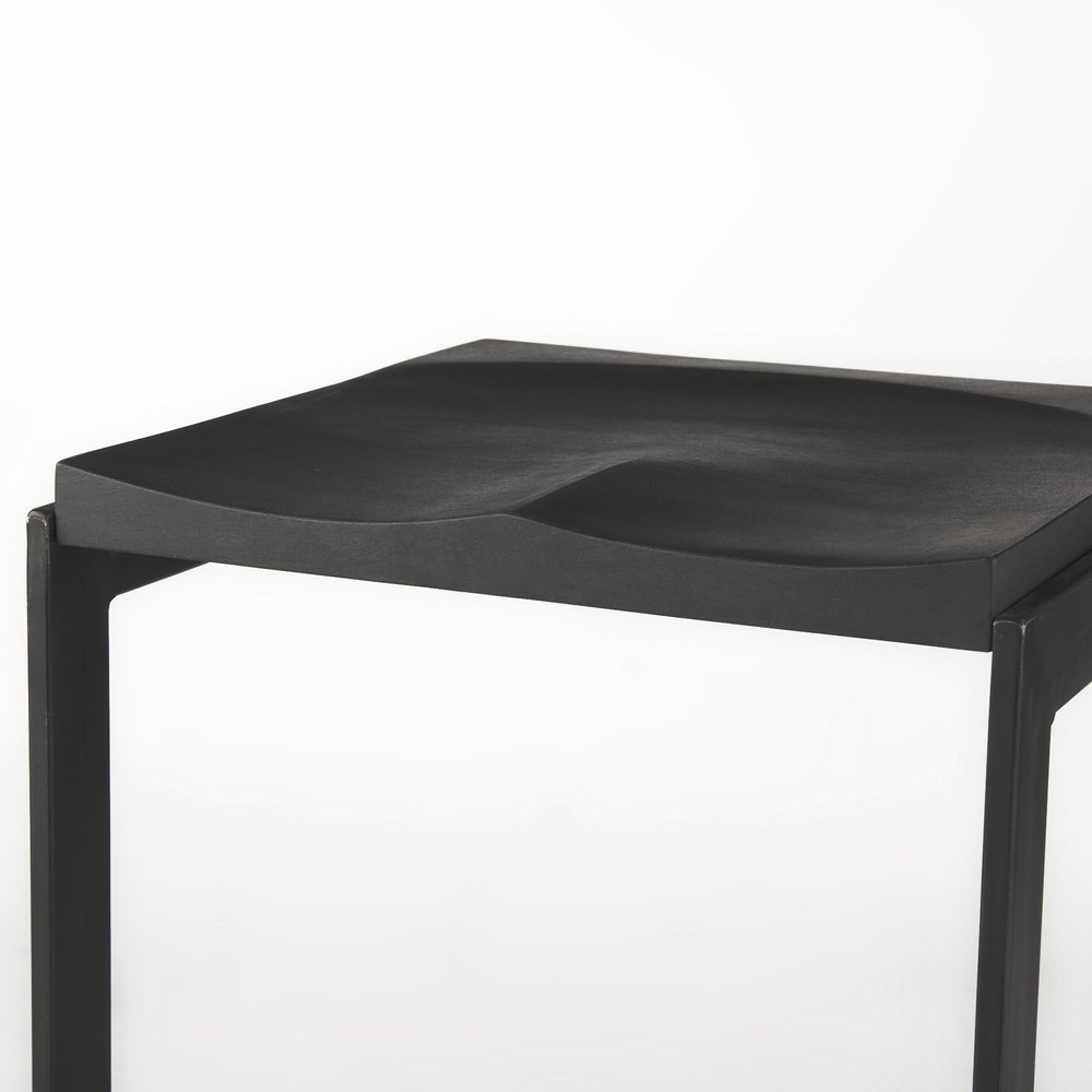 26" Black Solid Wood And Metal Backless Counter Height Bar Chair HomeRoots