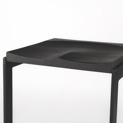 26" Black Solid Wood And Metal Backless Counter Height Bar Chair HomeRoots