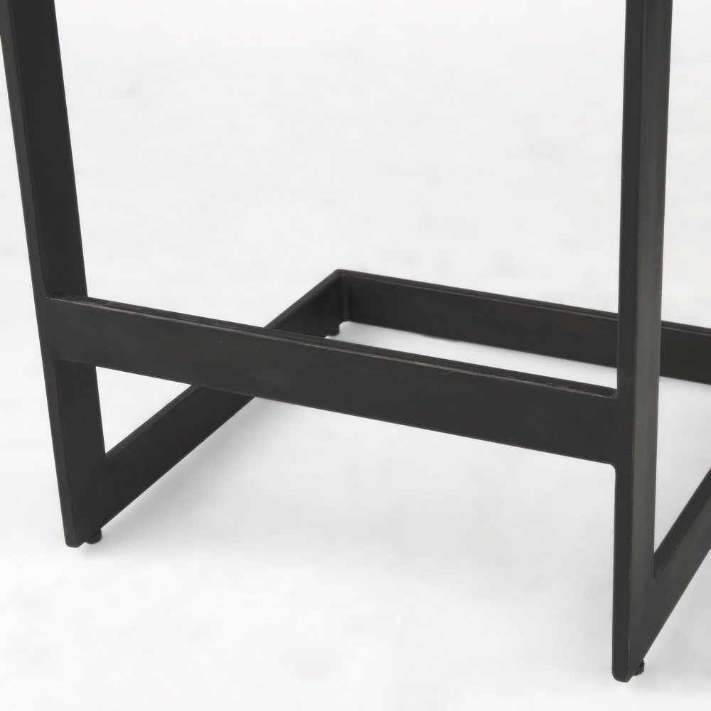 26" Black Solid Wood And Metal Backless Counter Height Bar Chair HomeRoots