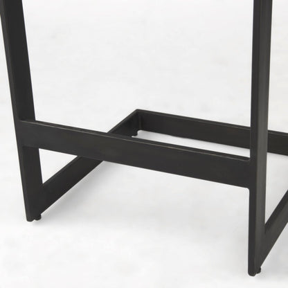 26" Black Solid Wood And Metal Backless Counter Height Bar Chair HomeRoots