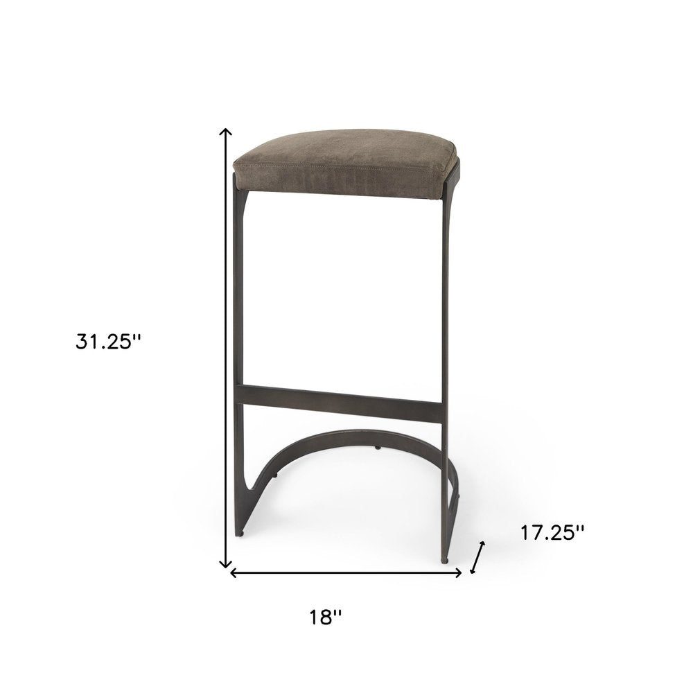 29" Black Leather and Metal Backless Bar Chair HomeRoots