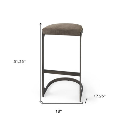 29" Black Leather and Metal Backless Bar Chair HomeRoots