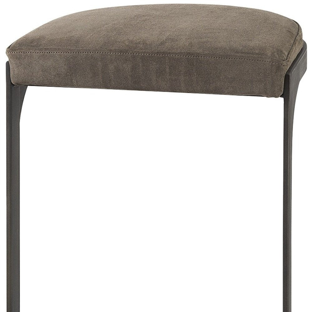 29" Black Leather and Metal Backless Bar Chair HomeRoots