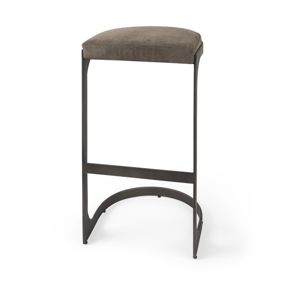 29" Black Leather and Metal Backless Bar Chair HomeRoots