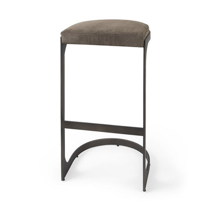 29" Black Leather and Metal Backless Bar Chair HomeRoots