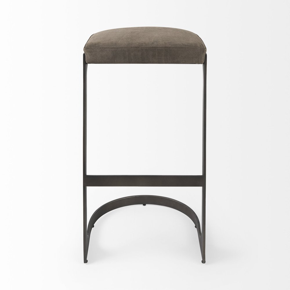 29" Black Leather and Metal Backless Bar Chair HomeRoots