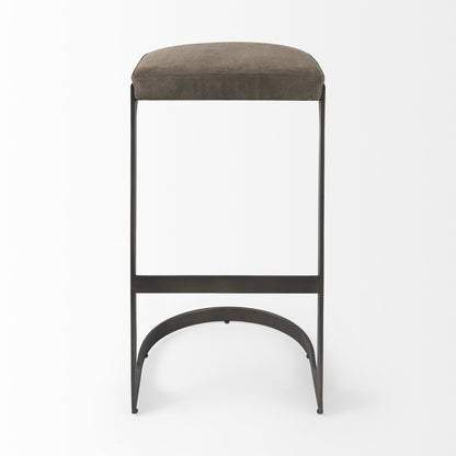 29" Black Leather and Metal Backless Bar Chair HomeRoots