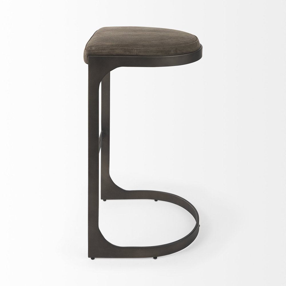 29" Black Leather and Metal Backless Bar Chair HomeRoots
