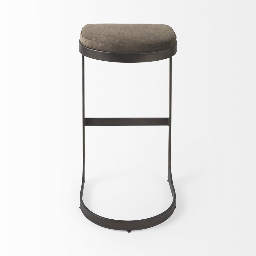 29" Black Leather and Metal Backless Bar Chair HomeRoots