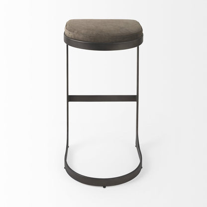 29" Black Leather and Metal Backless Bar Chair HomeRoots