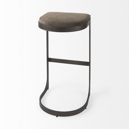29" Black Leather and Metal Backless Bar Chair HomeRoots